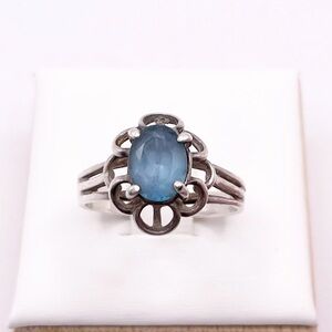 Size 8 Blue Topaz 925 Sterling Silver Ring